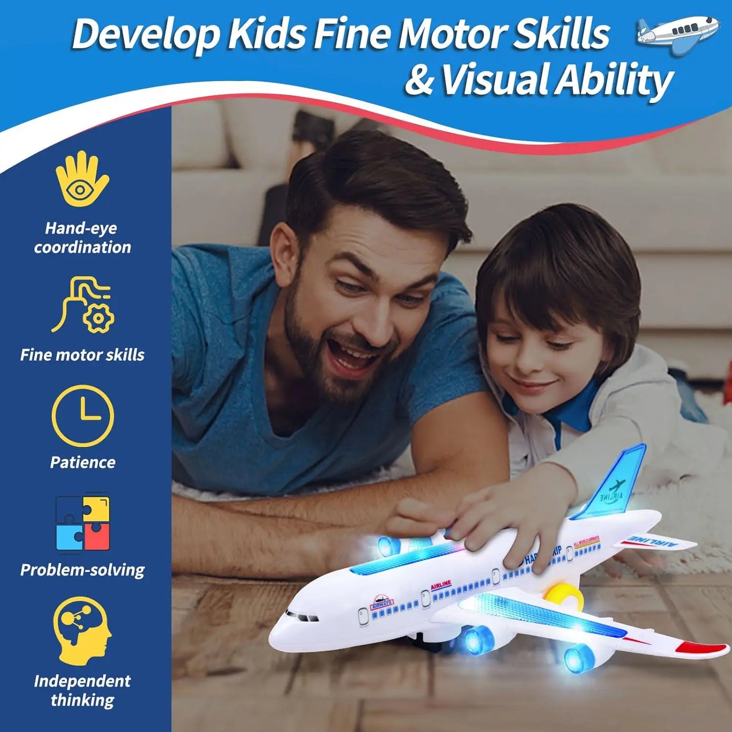 "JetPlay: Musical Autopilot Airplane Toy with Lights & Sounds"