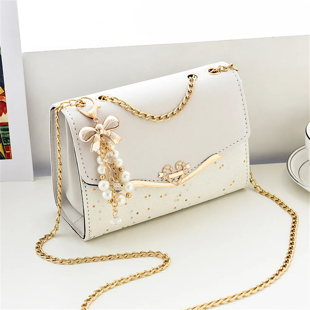 Sequin Sparkle Messenger: Trendy Tassel Shoulder Bag"