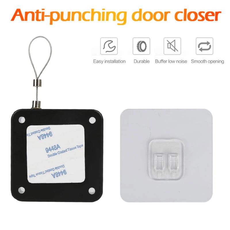 "Effortless Door Closer: Punch-Free & Sensor-Powered"