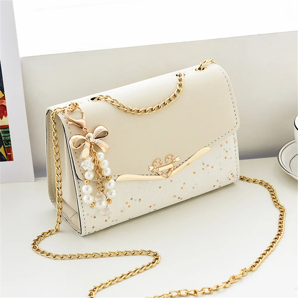 Sequin Sparkle Messenger: Trendy Tassel Shoulder Bag"