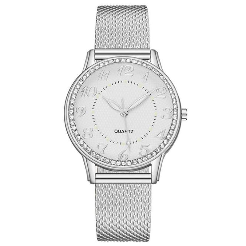 " "Heart Dial Unisex Mesh Strap Watch"