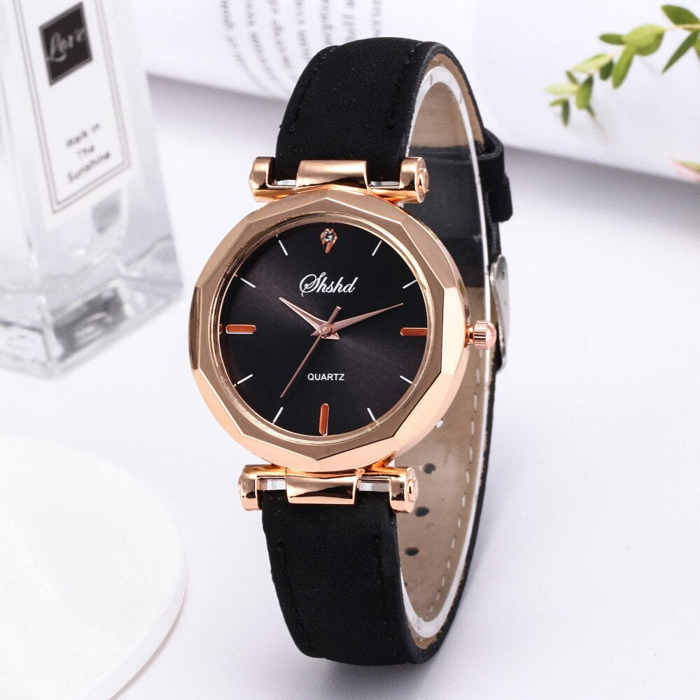 Luxurious Crystal-Embellished Leather Women's Watch - Waterproof, Analog Quartz Special Timepiece