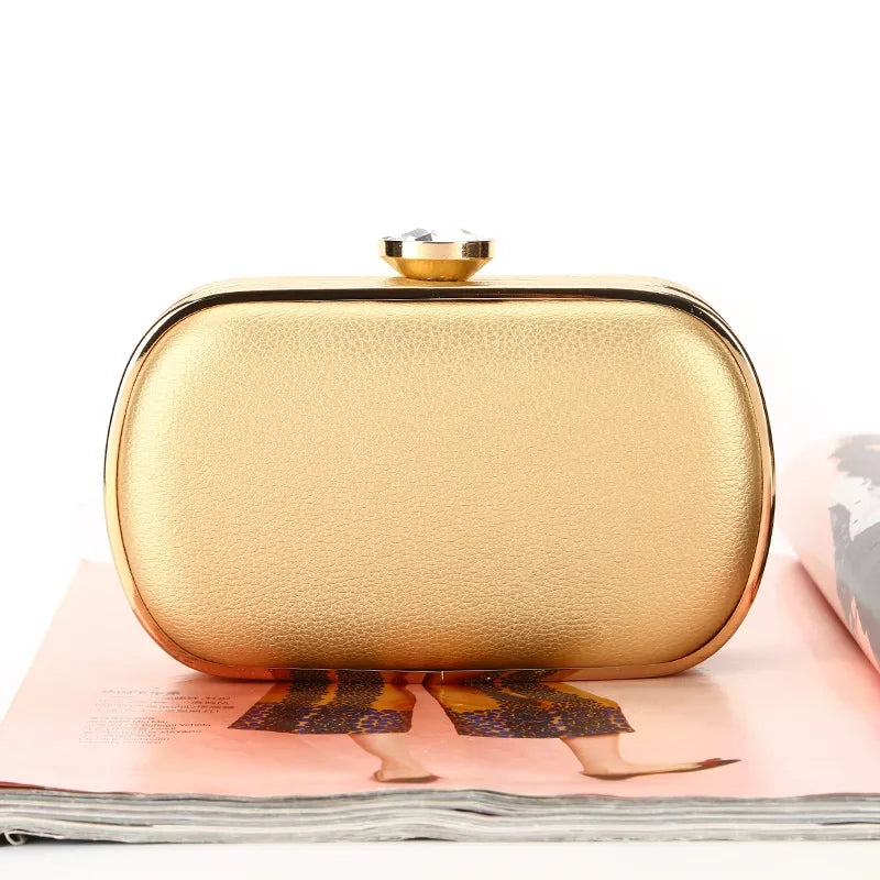  "GoldGlam Clutch: Luxury Evening & Wedding Bag with Diamond Detail"