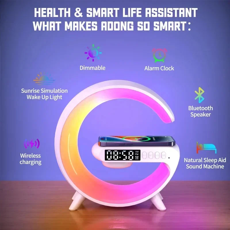  "ChargePlay: Multifunction Wireless Charger & Speaker with RGB Light"