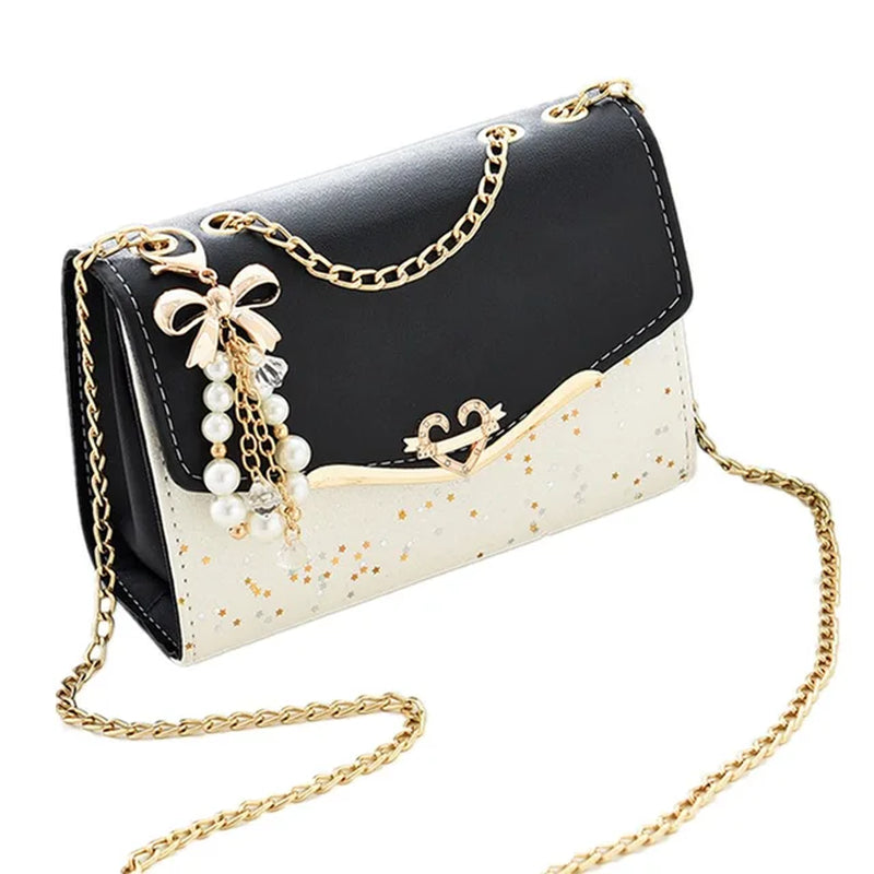 Sequin Sparkle Messenger: Trendy Tassel Shoulder Bag"