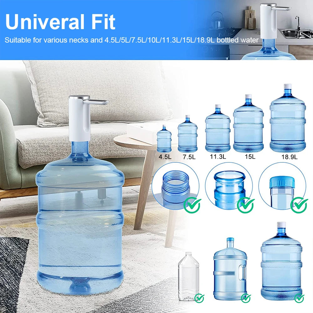 "Smart Electric Water Dispenser: Rechargeable Pump for 19L Bottles - Perfect for Home or Office"