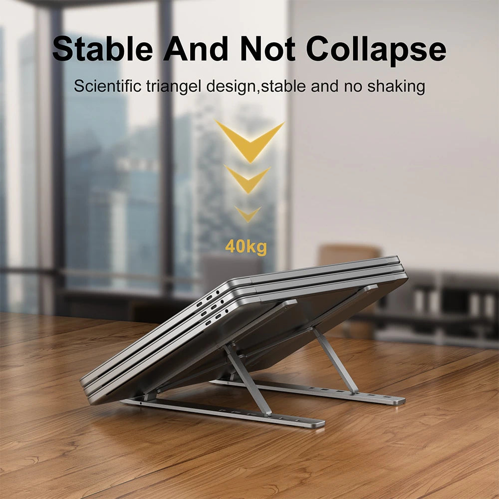 "AluPort Stand: Foldable Laptop Support for MacBook & PC"