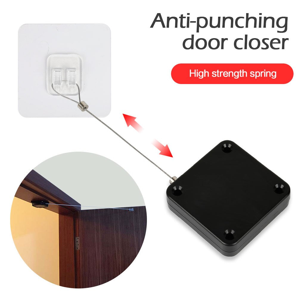 "Effortless Door Closer: Punch-Free & Sensor-Powered"