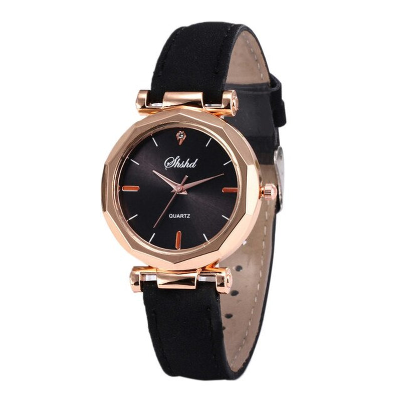 Luxurious Crystal-Embellished Leather Women's Watch - Waterproof, Analog Quartz Special Timepiece