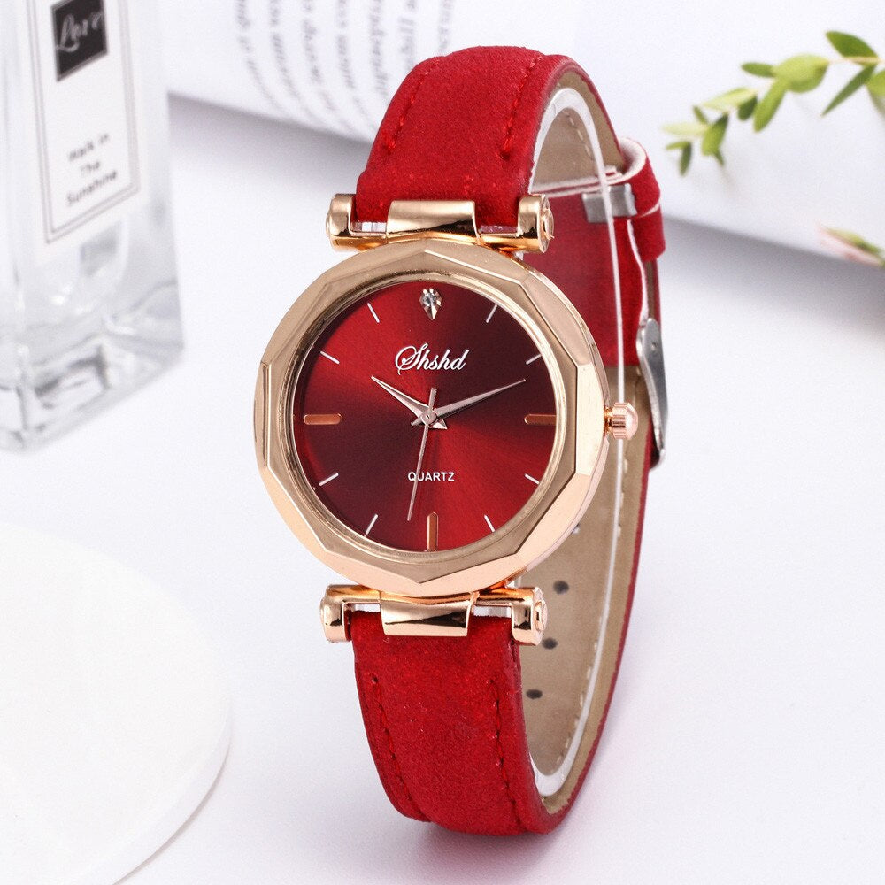 Luxurious Crystal-Embellished Leather Women's Watch - Waterproof, Analog Quartz Special Timepiece