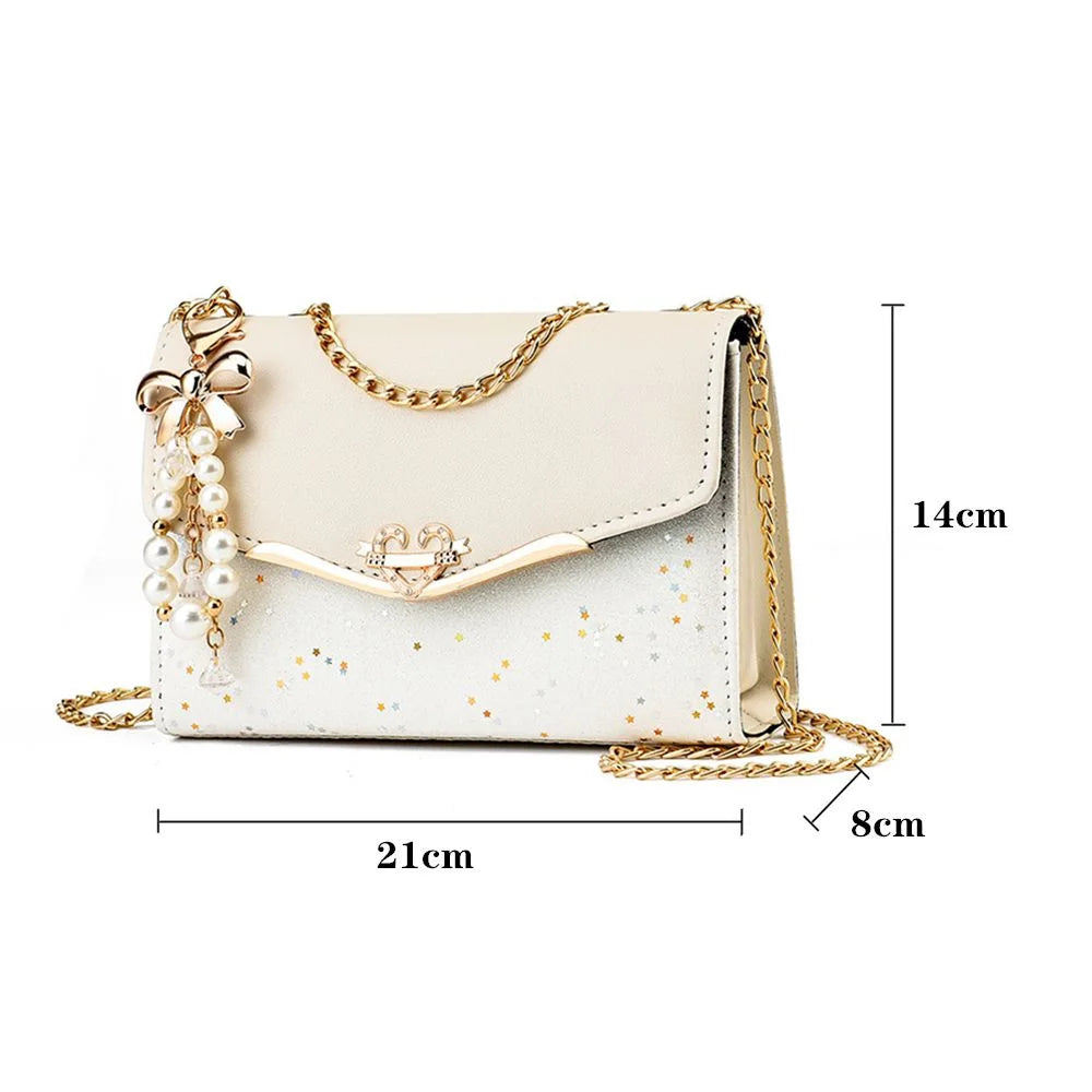 Sequin Sparkle Messenger: Trendy Tassel Shoulder Bag"