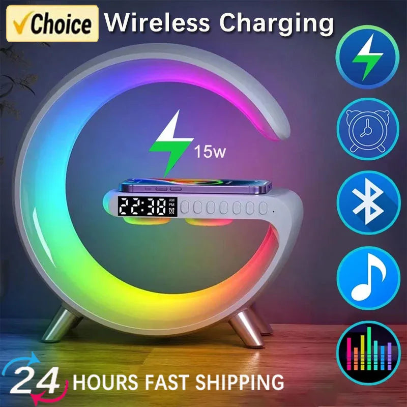  "ChargePlay: Multifunction Wireless Charger & Speaker with RGB Light"