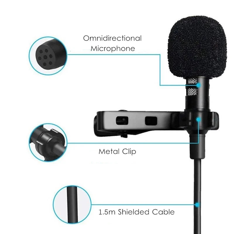  "ClipVoice 1.5M: Mini Portable Lavalier Mic with Multi-Connect"