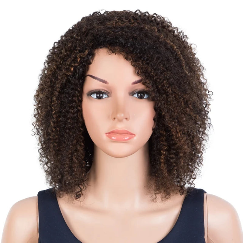 TrueMe Afro Kinky Curly Bob Wig: Ombre Highlight with Bangs"