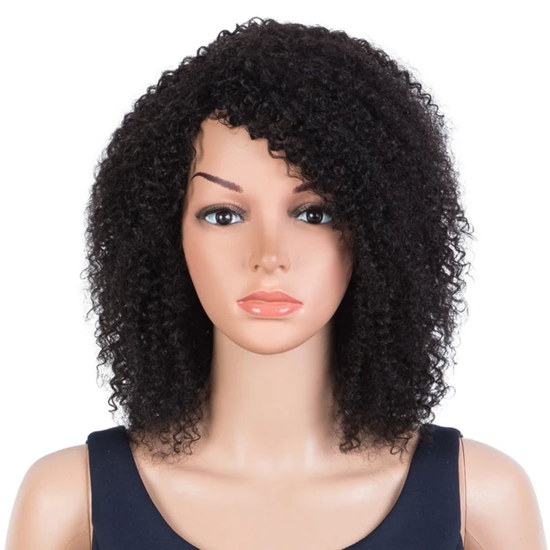 TrueMe Afro Kinky Curly Bob Wig: Ombre Highlight with Bangs"