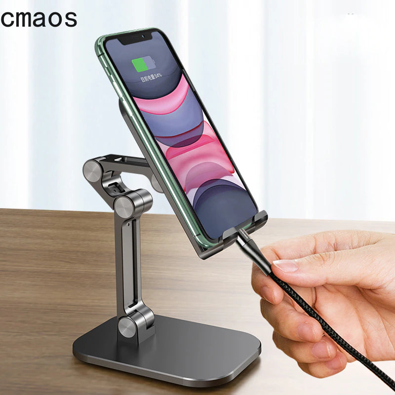 Three Sections Foldable Desk Mobile Phone Holder for Iphone Ipad Tablet Flexible Table Desktop Adjustable Cell Smartphone Stand