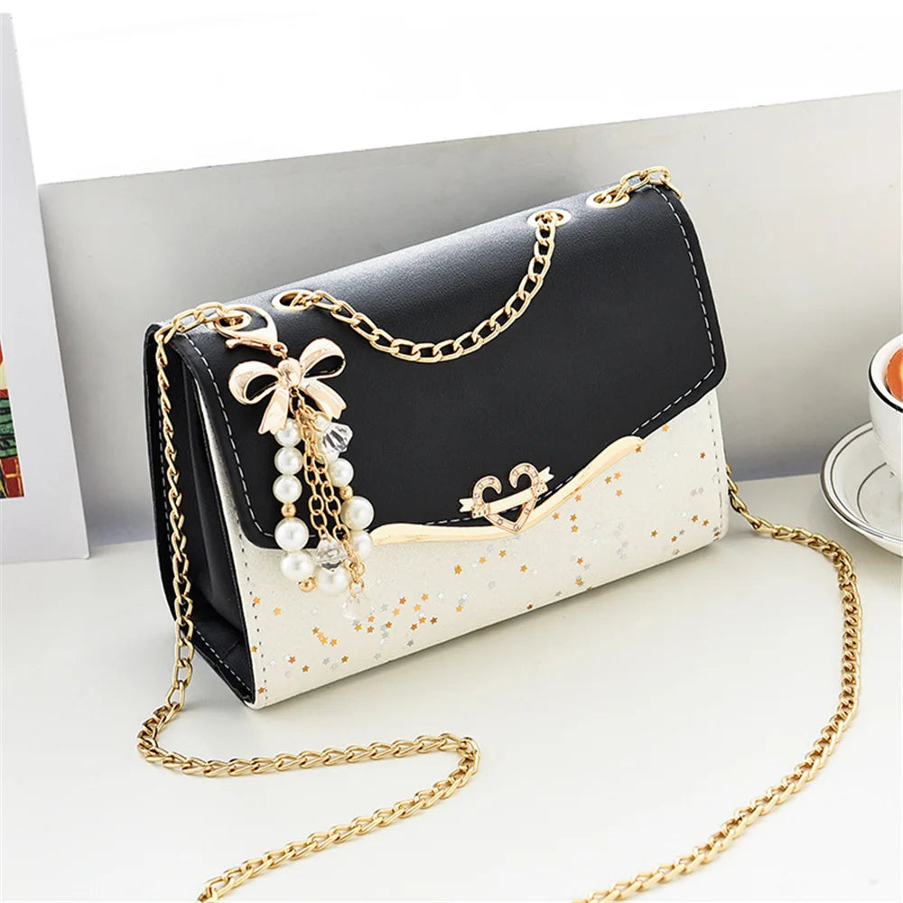 Sequin Sparkle Messenger: Trendy Tassel Shoulder Bag"