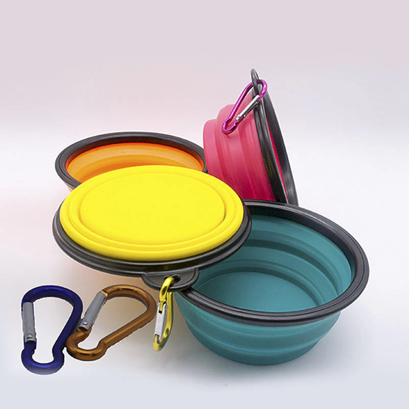 "Collapsible Silicone Pet Bowl: Ideal for Travel - Portable, BPA-Free, and Foldable for Easy Feeding On the Go!"