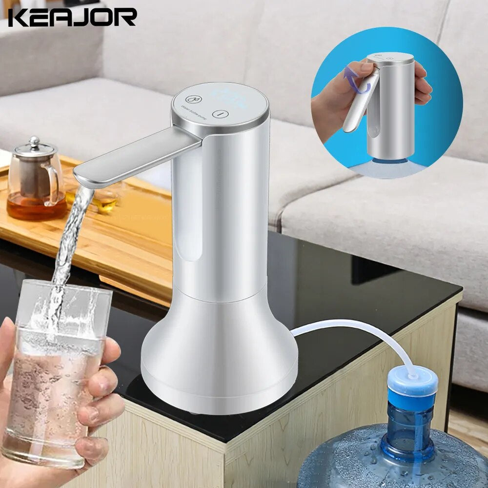 "Smart Electric Water Dispenser: Rechargeable Pump for 19L Bottles - Perfect for Home or Office"