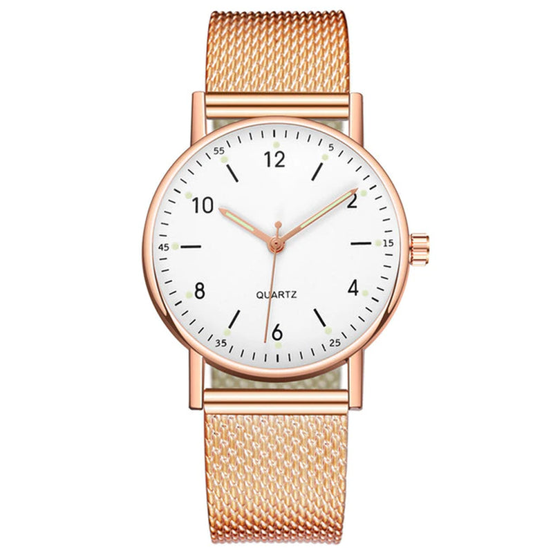 " "Heart Dial Unisex Mesh Strap Watch"