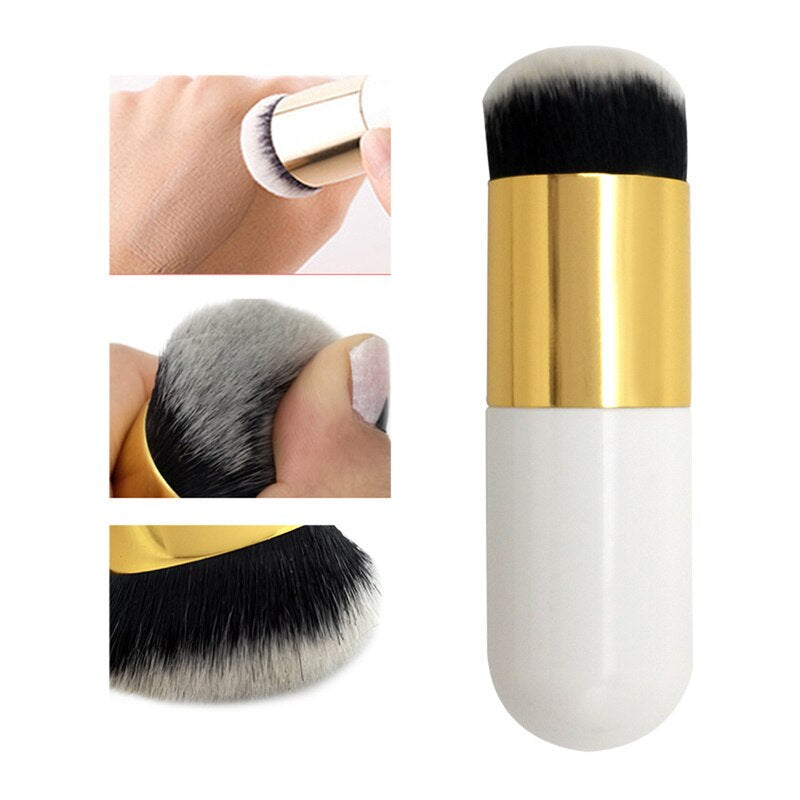 "Chubby Pier Foundation Brush Set: Professional Flat Cream Makeup Brushes with Protective Case"