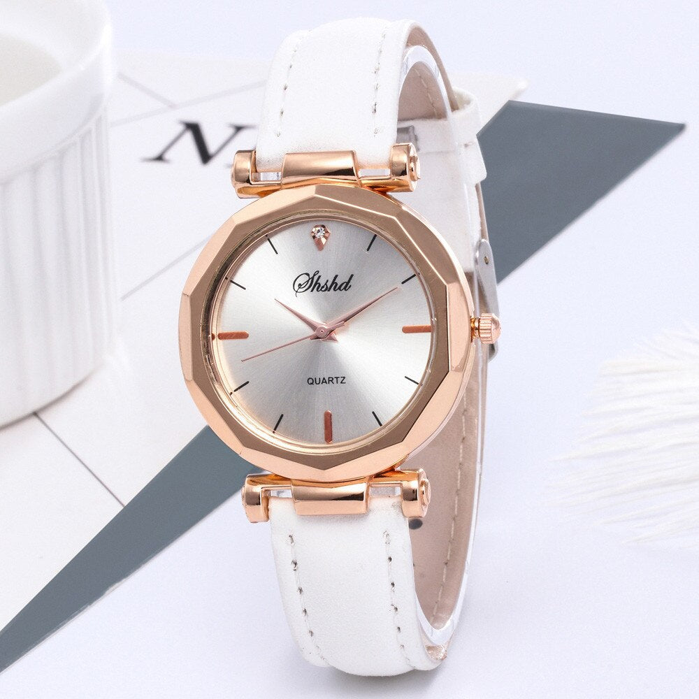 Luxurious Crystal-Embellished Leather Women's Watch - Waterproof, Analog Quartz Special Timepiece