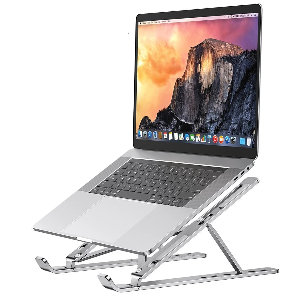 "AluPort Stand: Foldable Laptop Support for MacBook & PC"